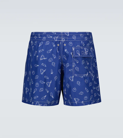 Shop Arrels Barcelona Printed Swim Shorts In Blue