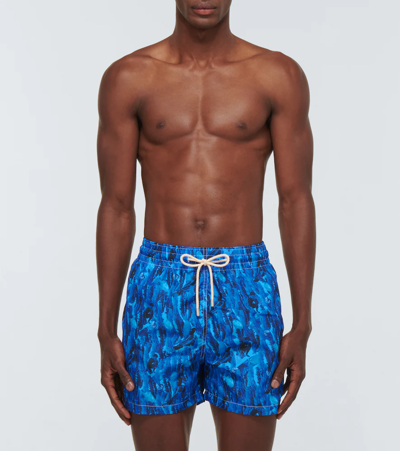 Shop Arrels Barcelona Printed Swim Shorts In Blue