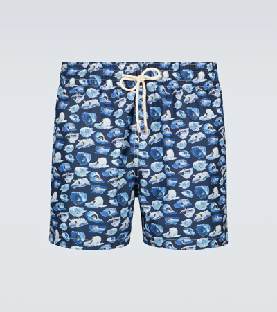Shop Arrels Barcelona Printed Swim Shorts In Navy