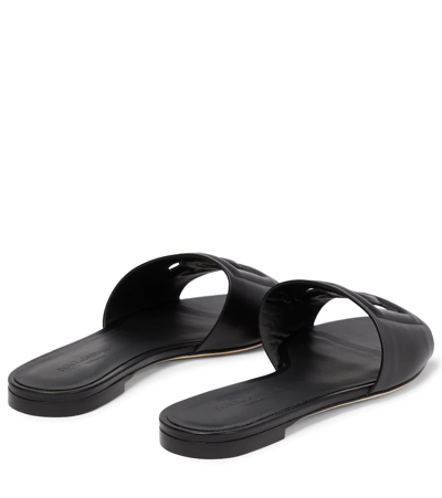 Dolce & Gabbana Black Flats With Cut-out Band And Dg Logo In Soft Rubber Woman In Black