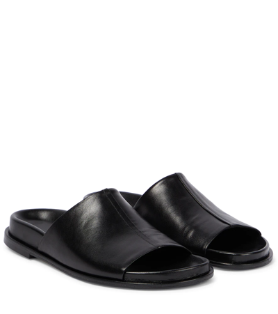 Shop Aeyde Ada Leather Slides In Black