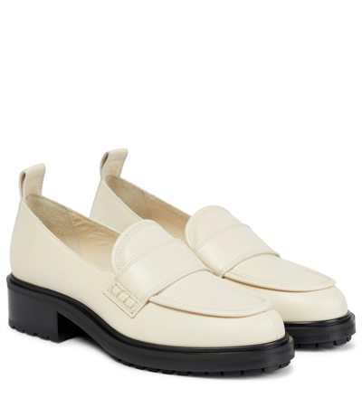 Shop Aeyde Ruth Leather Loafers In Creamy