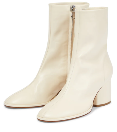 Shop Aeyde Andreia Leather Ankle Boots In Creamy