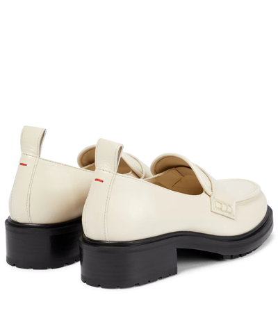 Shop Aeyde Ruth Leather Loafers In Creamy