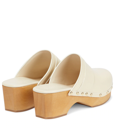 Shop Aeyde Bibi Leather And Wood Clogs In Creamy