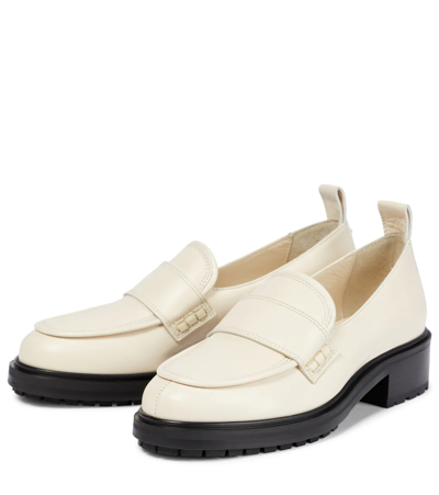 Shop Aeyde Ruth Leather Loafers In Creamy