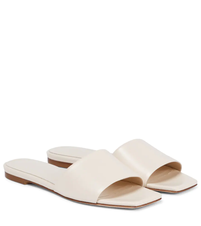 Shop Aeyde Anna Leather Slides In Creamy