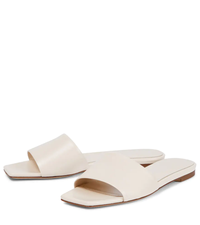 Shop Aeyde Anna Leather Slides In Creamy