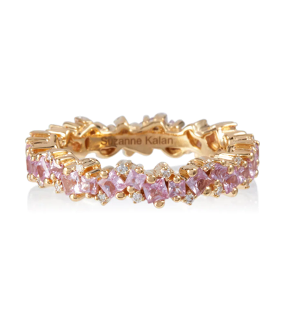 Shop Suzanne Kalan 18kt Gold Ring With Sapphires And Diamonds In Pink Sapphire