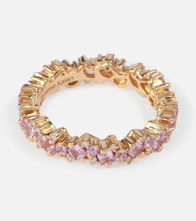Suzanne Kalan 18kt Gold Ring With Sapphires And Diamonds In Pink Sapphire