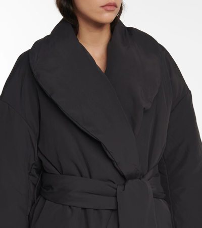 Shop Totême Belted Down Coat In Black