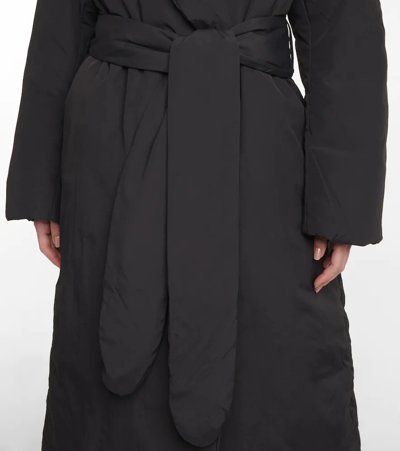 Shop Totême Belted Down Coat In Black