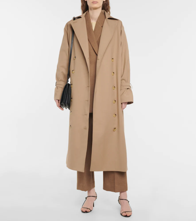 Shop Totême Signature Cotton-blend Trench Coat In Khaki