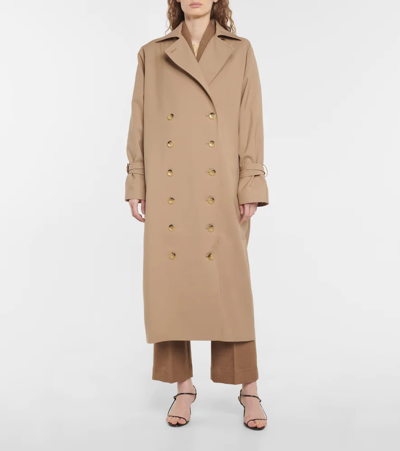 Shop Totême Signature Cotton-blend Trench Coat In Khaki