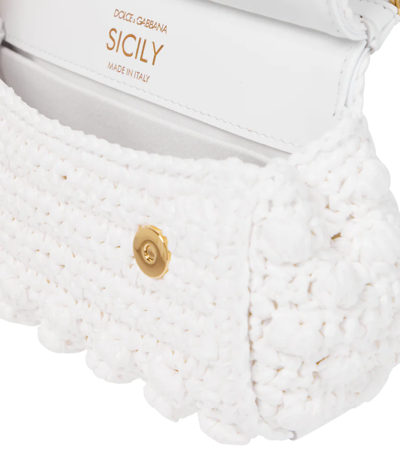 Dolce & Gabbana Bridal Sicily Small Crochet Tote In Bianco/bianco