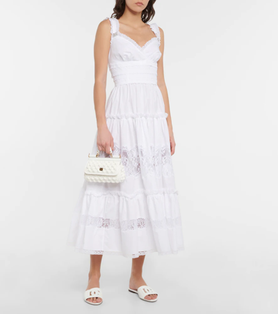 Dolce & Gabbana Bridal Sicily Small Crochet Tote In Bianco/bianco