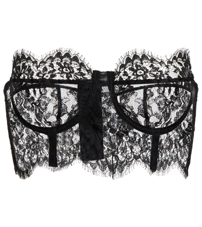 Shop Dolce & Gabbana Floral Lace Bustier In Nero