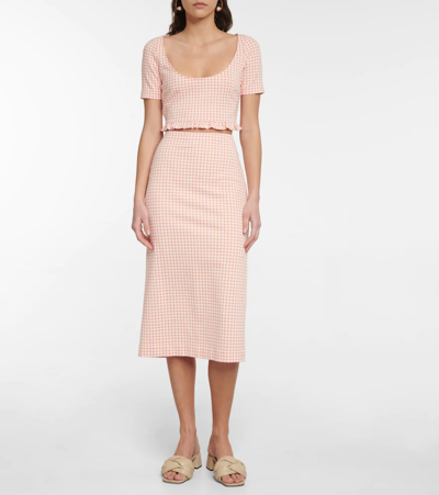 Miu Miu Checked Crop Top In Arancio