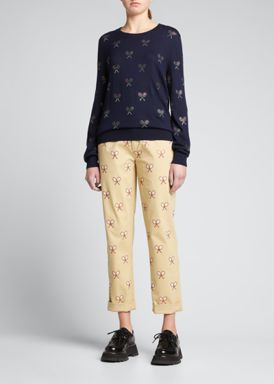 Shop Libertine Embellished 10 S N E 1' Silky Cashmere Pullover In Navy