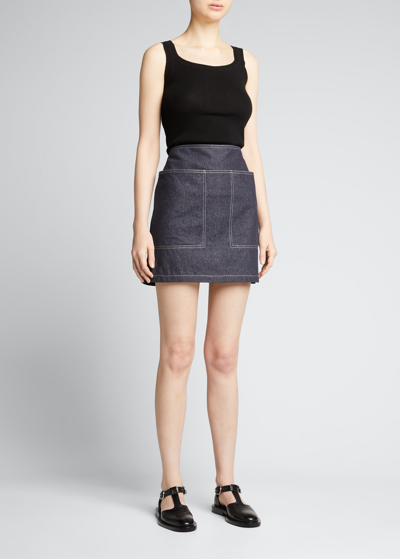 Shop Max Mara Vivetta Denim Mini Skirt In Ultramarine
