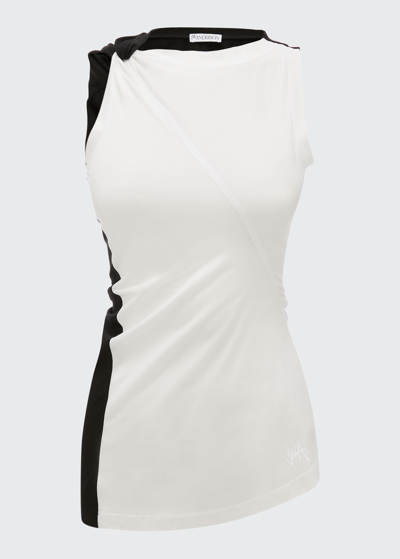 Shop Jw Anderson Twisted Bicolor Tank Top In Off White