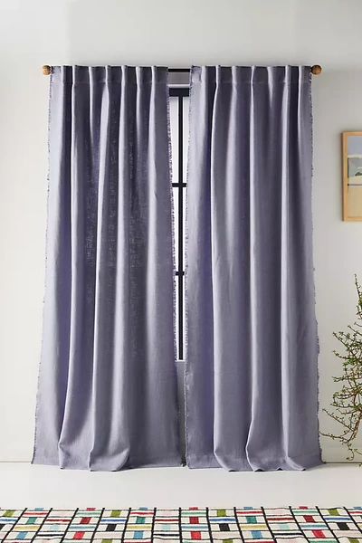 Shop Anthropologie Luxe Linen Blend Curtain By  In Purple Size 50x63