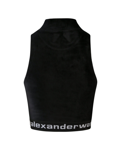 Shop Alexander Wang Logo Band Cropped Sleeveless Top In Black