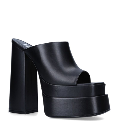 Shop Versace Leather Platform Mules 155 In Black