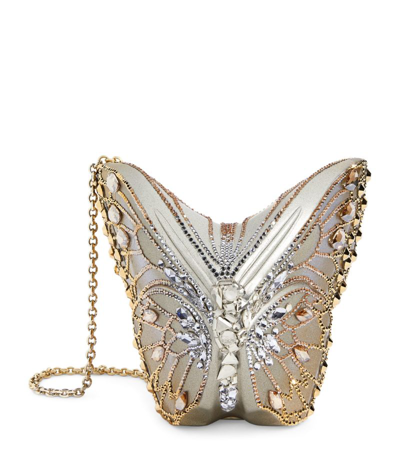 Shop Judith Leiber Embellished Butterfly Clutch Bag In Gold