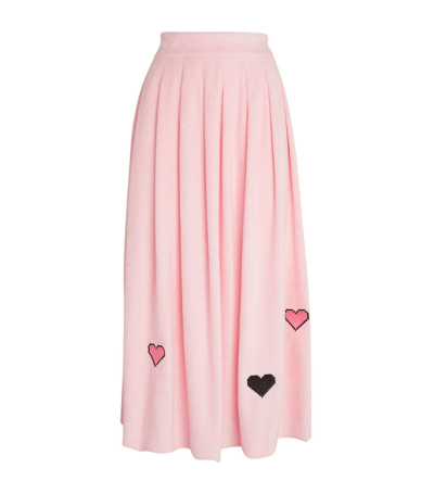 Shop Natasha Zinko Heart-detail Pleated Maxi Skirt In Pink