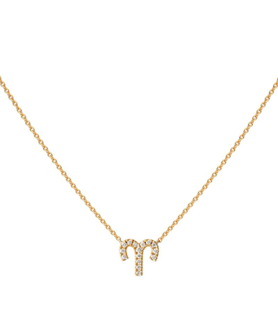 Shop Engelbert Yellow Gold And Diamond Star Sign Aries Necklace