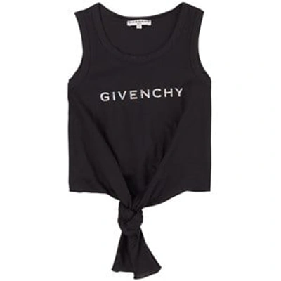 Shop Givenchy Black Branded Tank Top With Tie Detail