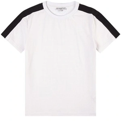 Shop Givenchy White Pattern T-shirt With Contrast Black Stripe