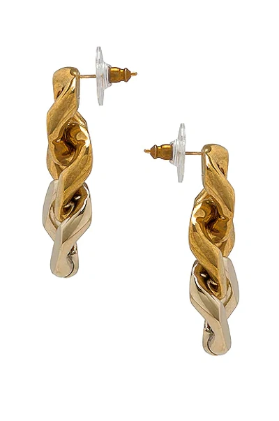 Shop Saint Laurent 3 Link Earrings In Or Pale & Or Laiton