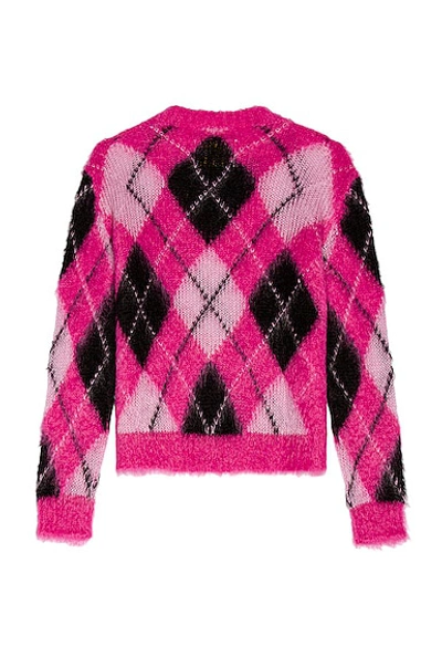 Shop Marni Argyle Crew Neck Sweater In Starlight Pink