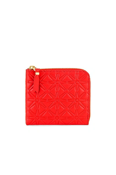 Shop Comme Des Garçons Embossed Zip Wallet In Orange