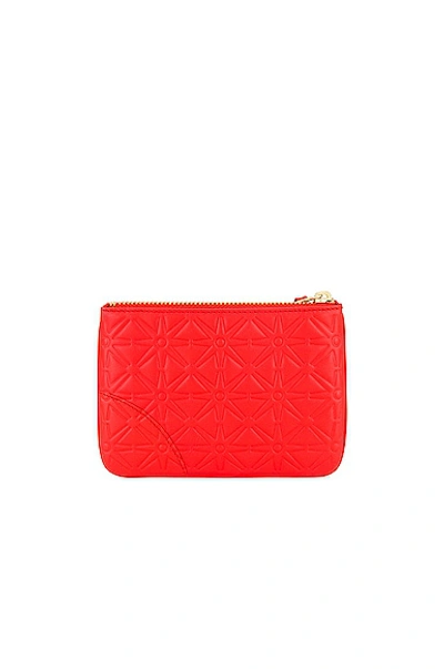 Shop Comme Des Garçons Embossed Leather Zip Wallet In Orange