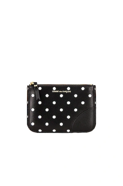 Shop Comme Des Garçons Dots Printed Leather Zip Wallet In Black