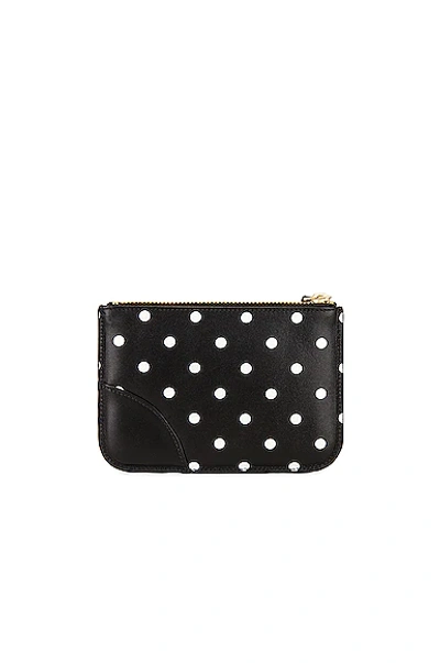 Comme Des Garçons Dots Printed Leather Zip Wallet In Black
