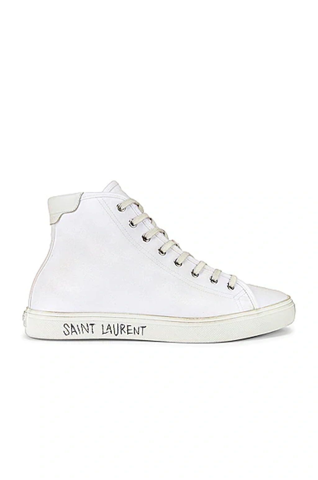 Saint Laurent White Canvas Malibu Mid-top Sneakers | ModeSens