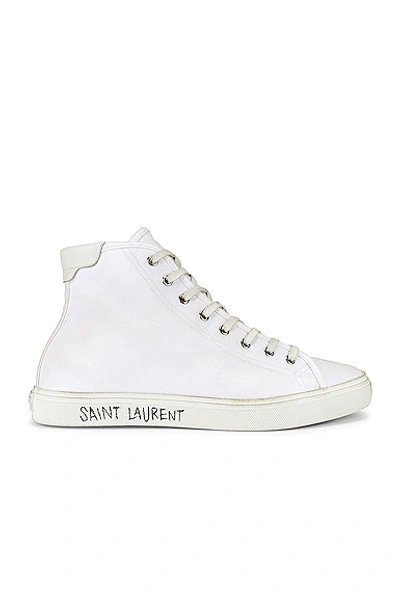Shop Saint Laurent Malibu Mid Top Sneaker In Blanc Optique