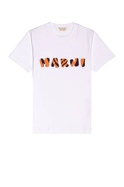 Shop Marni Embroidered Logo T-shirt In Lily White