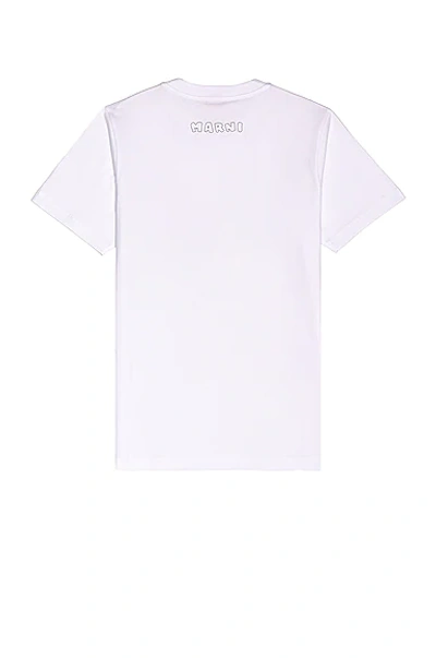 Shop Marni Embroidered Logo T-shirt In Lily White