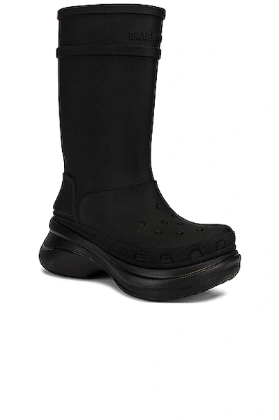 Balenciaga Black Crocs Edition Rubber Boots In Black
