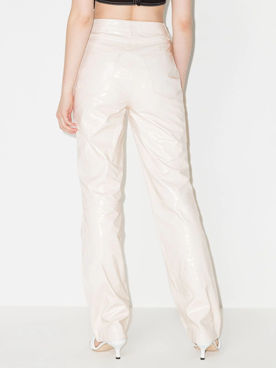 Remain Birger Christensen Lynn Leather Straight-leg Trousers In Weiss