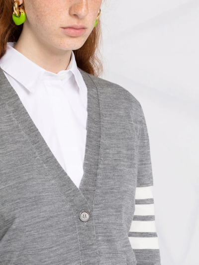 Thom Browne Grey 4-bar Stripe Knit Cardigan In Grau