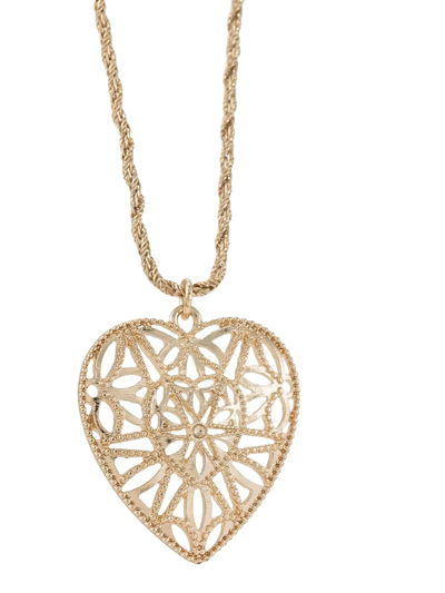 Shop Marchesa Notte Heart Rhodium Necklace In Gold
