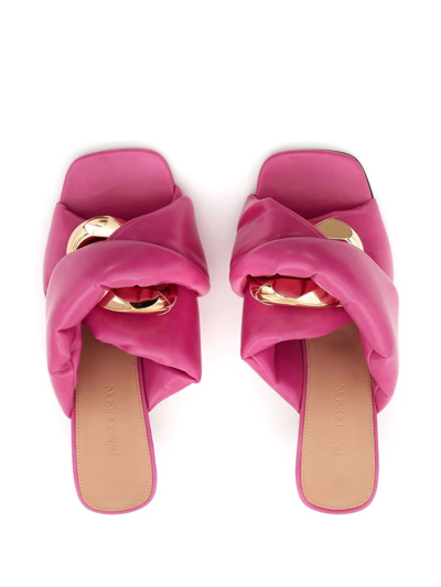 Jw Anderson Chain Twist Faux Leather Mules In Rosa