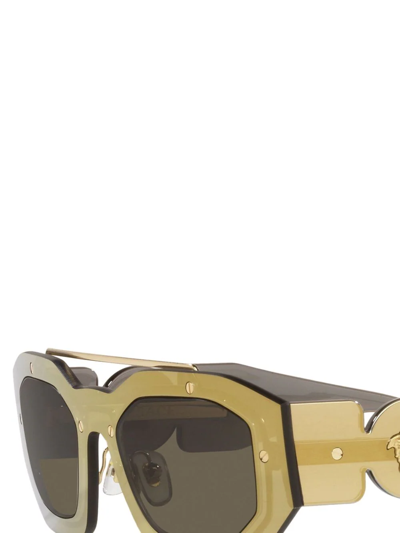 Shop Versace Rectangle-frame Sunglasses In Braun