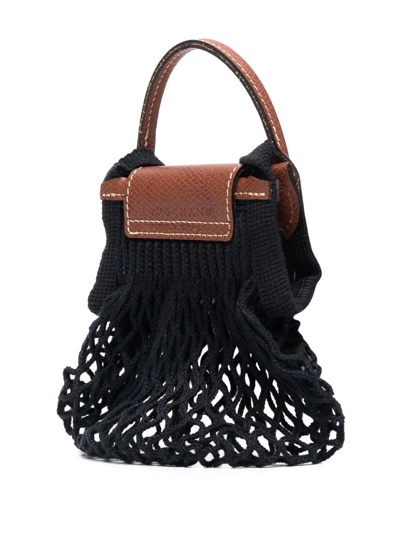 Longchamp `le Pliage Filet` Extra Small Mesh Bag In Schwarz